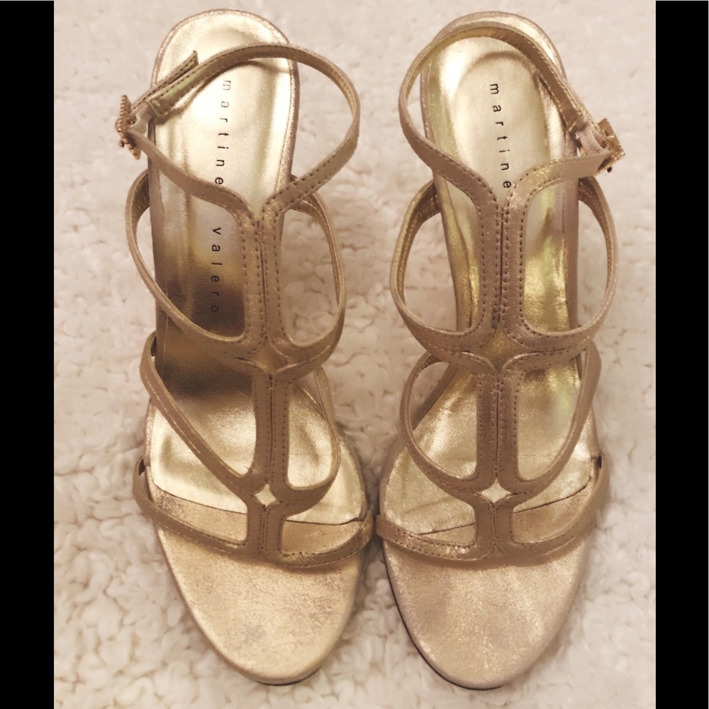 martinez valero 4” gold strappy heels